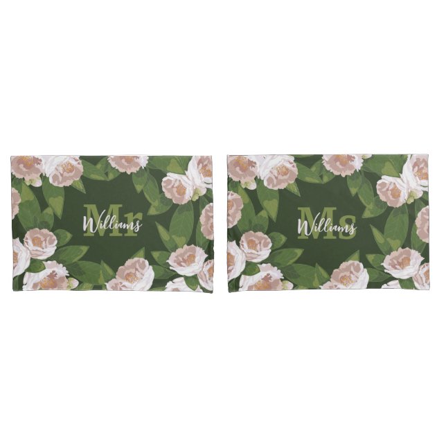 Dunkle Gartenharmonie: Kamelien und Grünanlagen Kissenbezug (Vorderseite-Set)