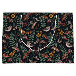 Dunkle Gartenvögel und Schmetterlinge Große Geschenktüte