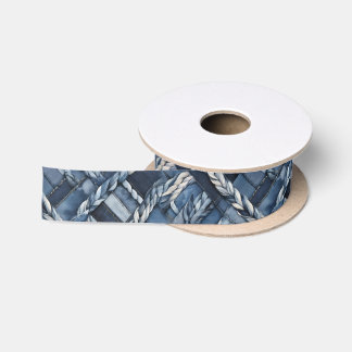 Dunkle gestörte Denim Patchwork und Braids Satinband