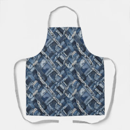 Dunkle gestörte Denim Patchwork und Braids Schürze