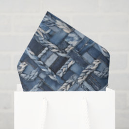 Dunkle gestörte Denim Patchwork und Braids Seidenpapier