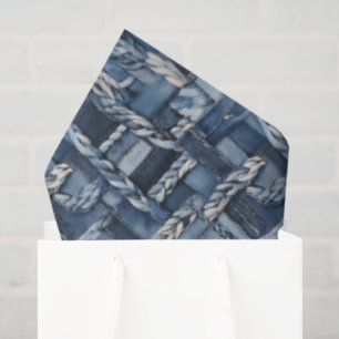 Dunkle gestörte Denim Patchwork und Braids Seidenpapier