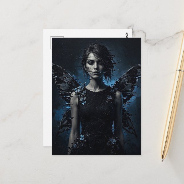 Dunkle Glitch Fee  Postkarte (Vorderseite/Rückseite Beispiel)