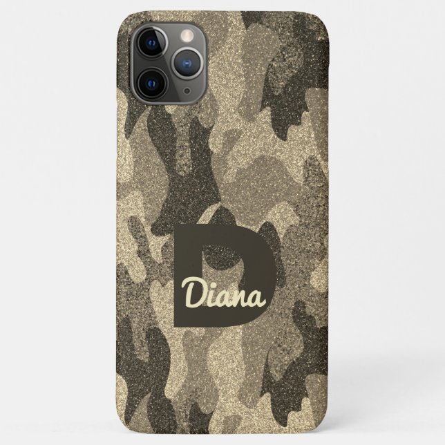 Dunkle Gold Glitzer Camouflage Monogram Outdoorsy Case-Mate iPhone Hülle (Rückseite)