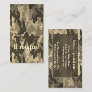 Dunkle Gold Glitzer Camouflage Monogram Outdoorsy Visitenkarte