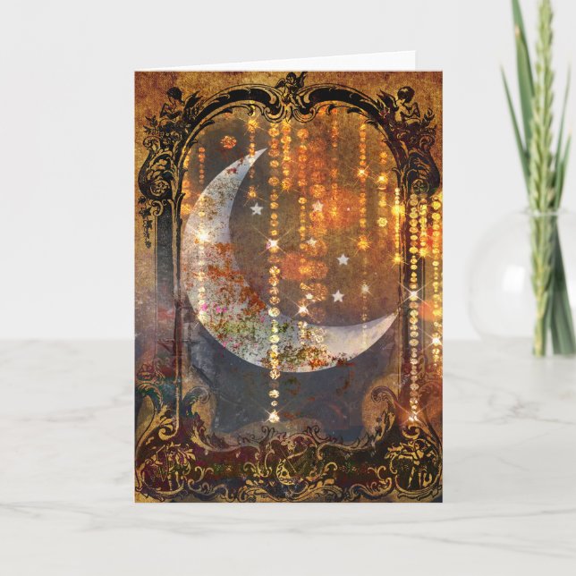 Dunkle Gold-Mystische Mondkristalle Karte (Vorderseite)
