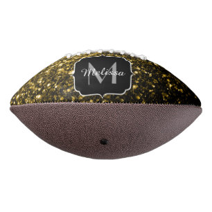 Dunkle goldene Imitate Glitzer Funkeln Monogramm N Football