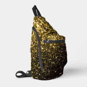 Dunkle goldene Imitate Glitzer Glitzern Crossbody Bag