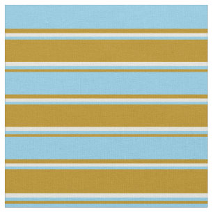 Dunkle Goldenrod, Sky Blue & Beige farbige Linien Stoff