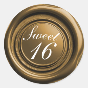 Dunkle Goldkerzenwachssiegel-Tropf-Süßigkeiten 16  Runder Aufkleber