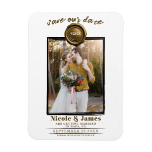 Dunkle Goldwachssiegel Foto-Hochzeit Terminreservi Magnet