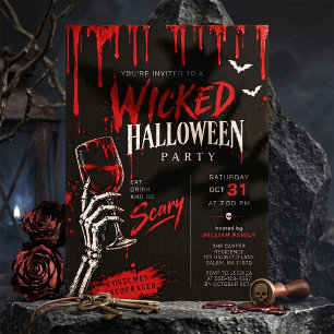 Dunkle Gothic-Blutrot-Böse Halloween-Party Einladung