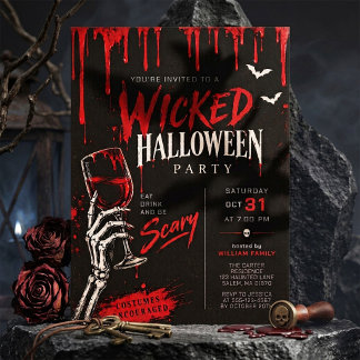 Dunkle Gothic-Blutrot-Böse Halloween-Party Einladung