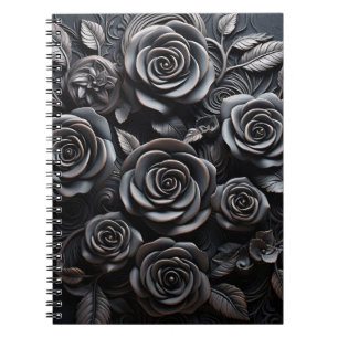 Dunkle Gothic-Boho-Schwarze-Rosen-Blumen Notizblock
