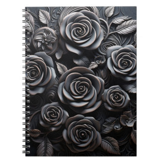 Dunkle Gothic-Boho-Schwarze-Rosen-Blumen Notizblock