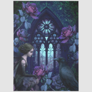 Dunkle Gothic-Fee Lila Rosen Rabe Fantasy Seidenpapier