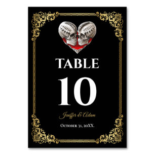 Dunkle Gothic-Halloween-Hochzeit-Tischnummer Tischnummer