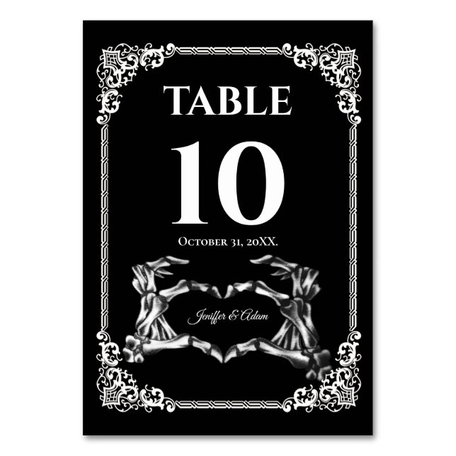Dunkle Gothic-Halloween-Hochzeit-Tischnummer Tischnummer (Vorderseite)
