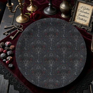Dunkle gothic Onyx Barock-Rabe Pappteller