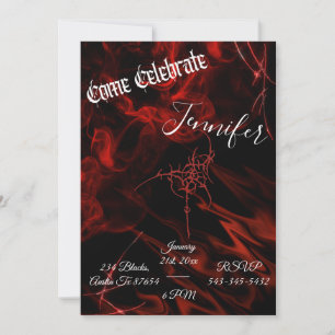 Dunkle Gothic-Rote schwarze Rauchparty Alternative Einladung