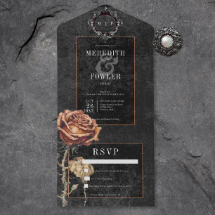 Dunkle Gothic Schwarz & Grau Rost Rose Kein Abende All In One Einladung