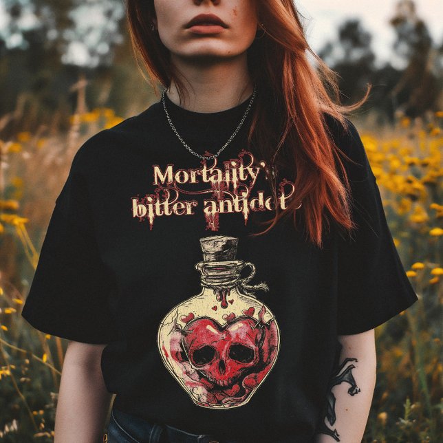 Dunkle Gothic Skull Herz Liebe Tränke T-Shirt (Von Creator hochgeladen)