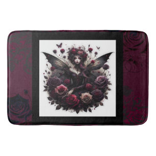 Dunkle Gothic-Waldfee Blumen Rosen Burgunderrot Badematte