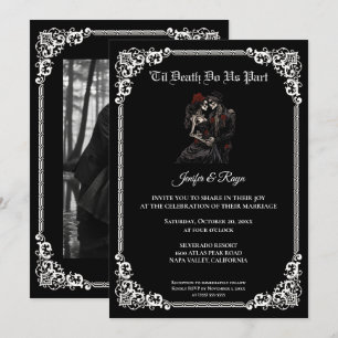 Dunkle gothische Halloween-Hochzeitseinladung Einladung