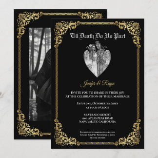 Dunkle gothische Halloween-Hochzeitseinladung Einladung