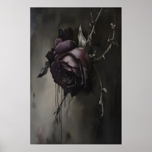 Dunkle gothische Rosenmalerei düstere florale Stil Poster