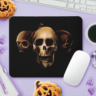Dunkle gothische Schädel menschliche schwarze Drei Mousepad
