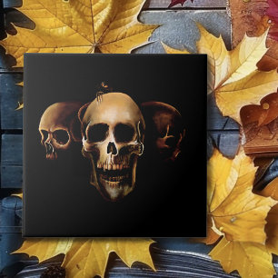 Dunkle gothische Totenköpfe menschliche schwarze D Fliese