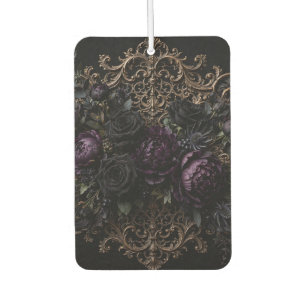 Dunkle gotische Barock-Schwarze-Rosen-Untersetzer Autolufterfrischer