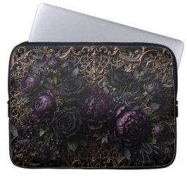 Dunkle gotische barocke schwarze Rosen Platzmatte  Laptopschutzhülle