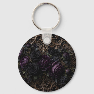 Dunkle gotische barocke schwarze Rosen Platzmatte Schlüsselanhänger