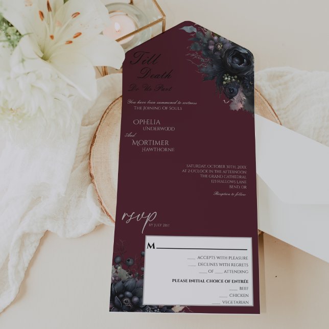 Dunkle gotische Blüte bis Tod tun uns Teil Hochzei All In One Einladung (Von Creator hochgeladen)