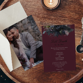 Dunkle gotische Flora bis zum Tod feierliche Hochz Einladung