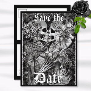 Dunkle gotische Halloween-Hochzeit Save the Date Ankündigungspostkarte