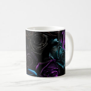 Dunkle gotische Rosen Samt Blumen Textur Muster Kaffeetasse