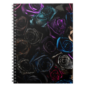 Dunkle gotische Rosen Samt Blumen Textur Muster Notizblock