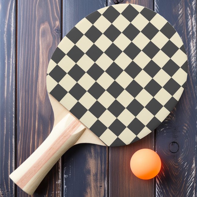 Dunkle Grau- und Cream-Checker Tischtennis Schläger (Von Creator hochgeladen)