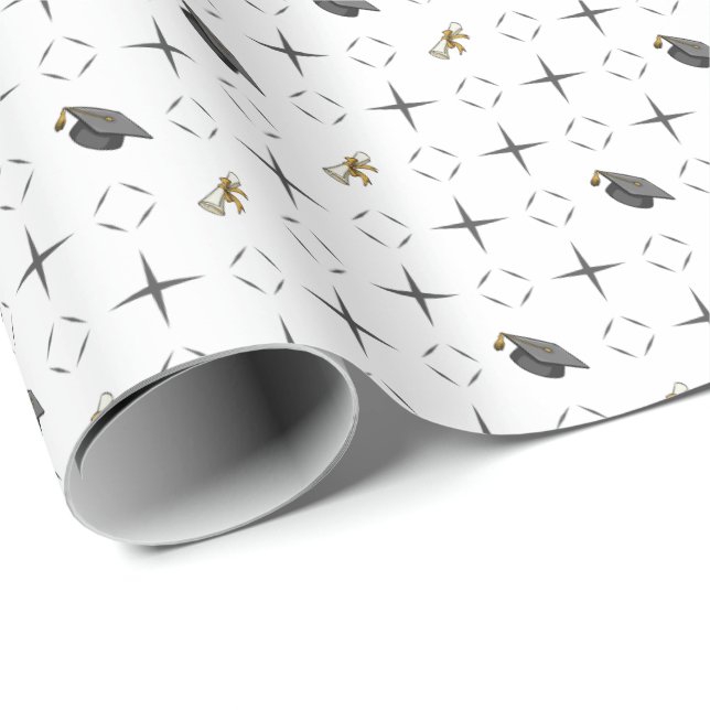 Dunkle Gray Graduation Caps und Diplommuster Geschenkpapier (Rolleneckpunkt)