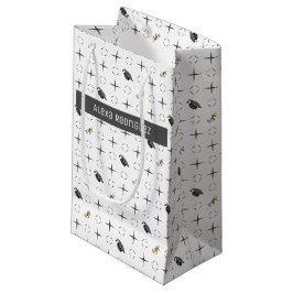 Dunkle Gray Graduation Caps und Diplommuster Kleine Geschenktüte