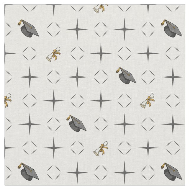 Dunkle Gray Graduation Caps und Diplommuster Stoff (Nahaufnahme)