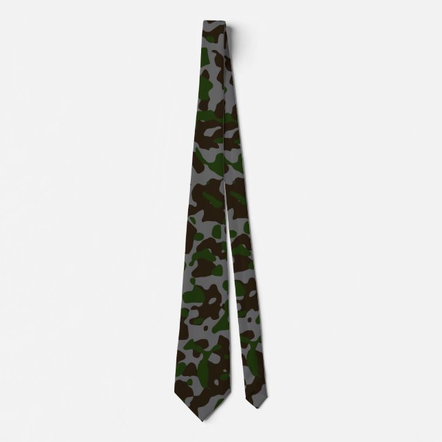 Dunkle grüne Camouflage in Braun und Grau Krawatte (Vorderseite)