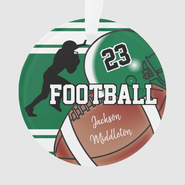 Dunkle Grüne personalisieren Fußball Ornament (Vorderseite)
