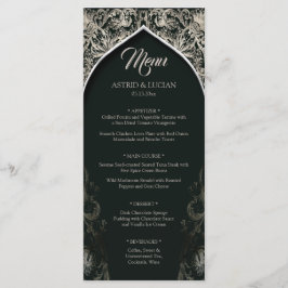 Dunkle grüne Regal Silver Blüh Hochzeit Menükarte