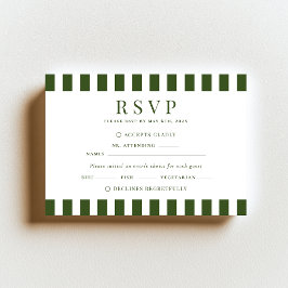 Dunkle grüne Streifen Hochzeit RSVP Karte