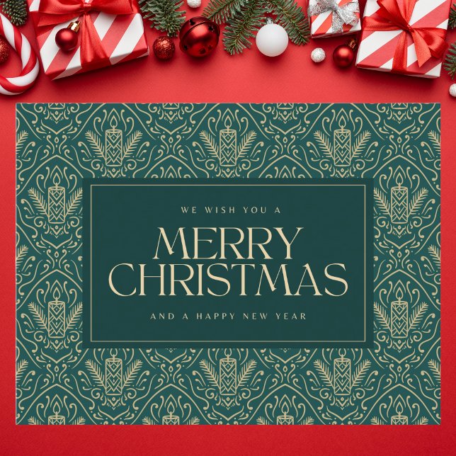 Dunkle grüne Weihnachtskerze Postkarte (Von Creator hochgeladen)