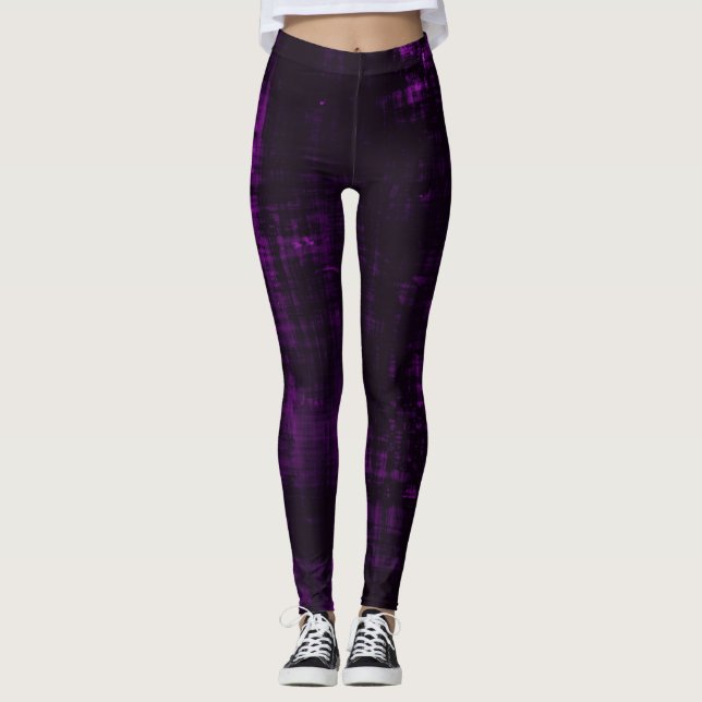 Dunkle Grunge Crosshatch Textur - Lila Leggings (Vorderseite)